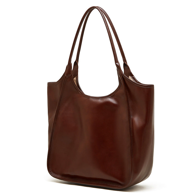 Cross-Border Top-Grain Leather Tote & Underarm Bag for Commute