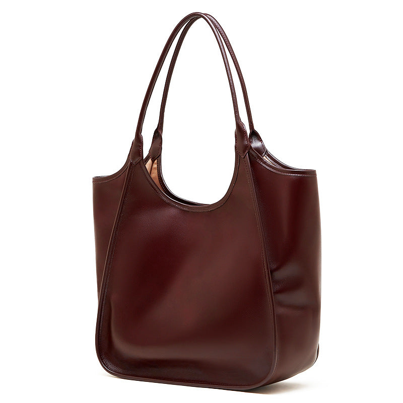 Cross-Border Top-Grain Leather Tote & Underarm Bag for Commute