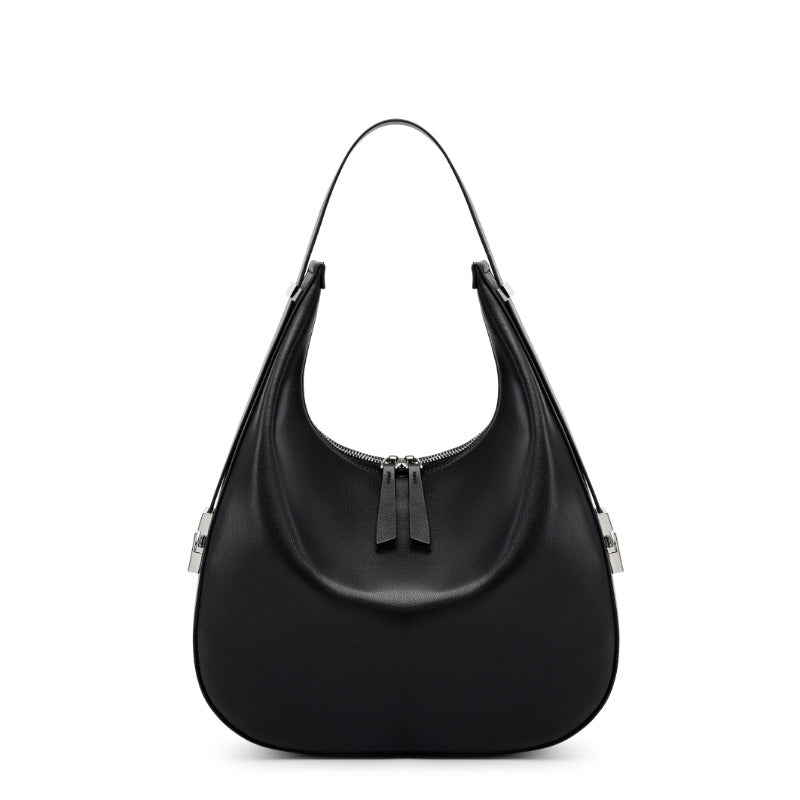 2025 Fall/Winter Minimalist Leather Underarm & Bucket Bag for Women Crescent Bucket Bag for Women