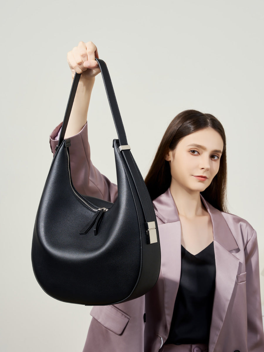 2025 Fall/Winter Minimalist Leather Underarm & Bucket Bag for Women Crescent Bucket Bag for Women